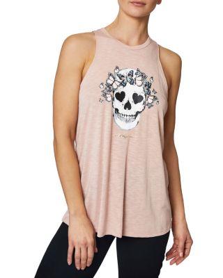 Steve Madden Butterfly Skull Racerfront Swing Tank Blush