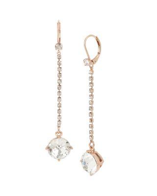 Steve Madden Little Angels Drop Stone Earrings Pink
