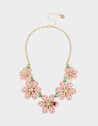 Betseyjohnson Summer Picnic Gingham Flower Necklace Pink