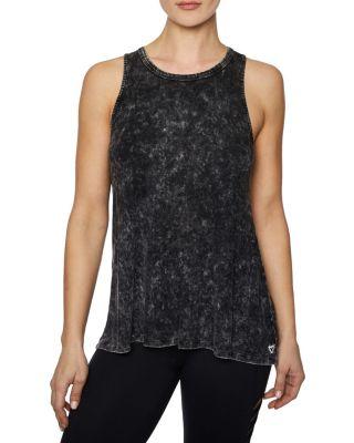 Steve Madden Criss Cross Back Bleach Wash Tank Seafoam Su