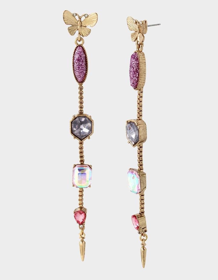 Betseyjohnson Spring In The Air Butterfly Linear Earrings Purple