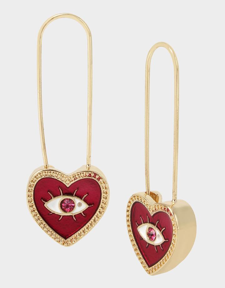 Betseyjohnson Protect Ya Neck Heart Drop Earrings Fuchsia