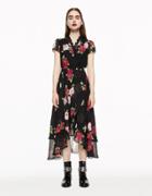 Betseyjohnson Floating Roses Lace Trim Wrap Dress Multi