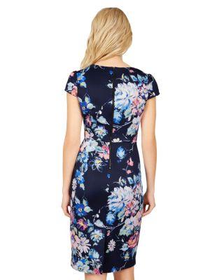Steve Madden Bursting Bouquet Midi Dress Navy Multi