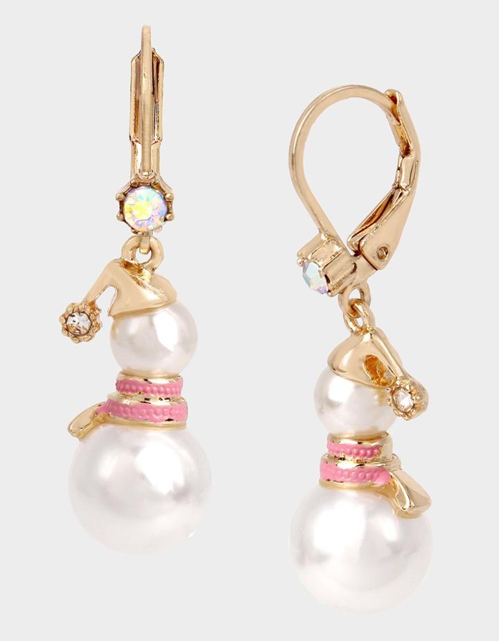 Betseyjohnson Holiday Whimsy Snowman Earrings Ivory