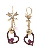 Steve Madden Hearts And Arrows Shaky Drop Earrings Red