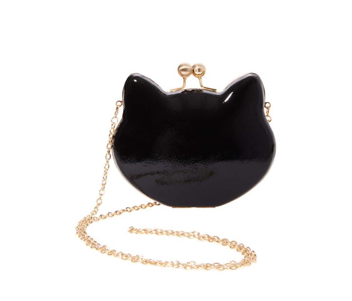 Betseyjohnson Here Kitty Kitty Hard Frame Crossbody Black