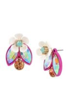 Steve Madden Buzz Off Flower Front Back Earrings Multi