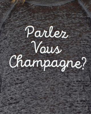 Steve Madden Parlez Vous Champagne Boxy Tee Black