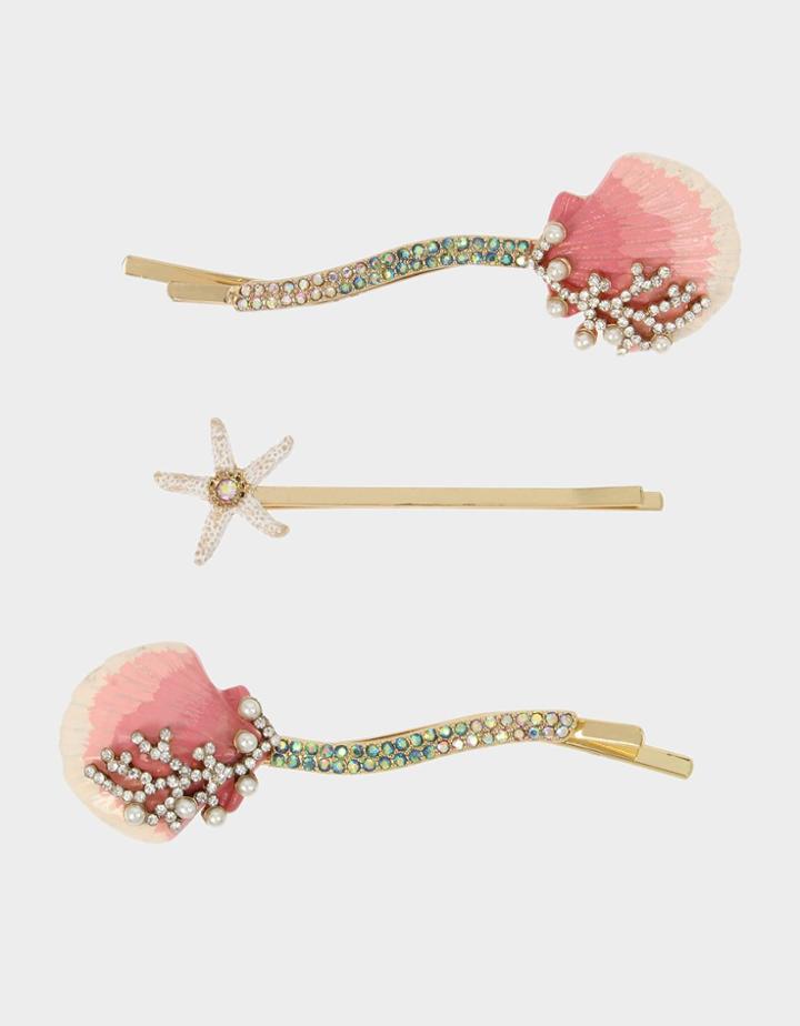 Betseyjohnson Festival Mermaid Shell Hair Clips Pink