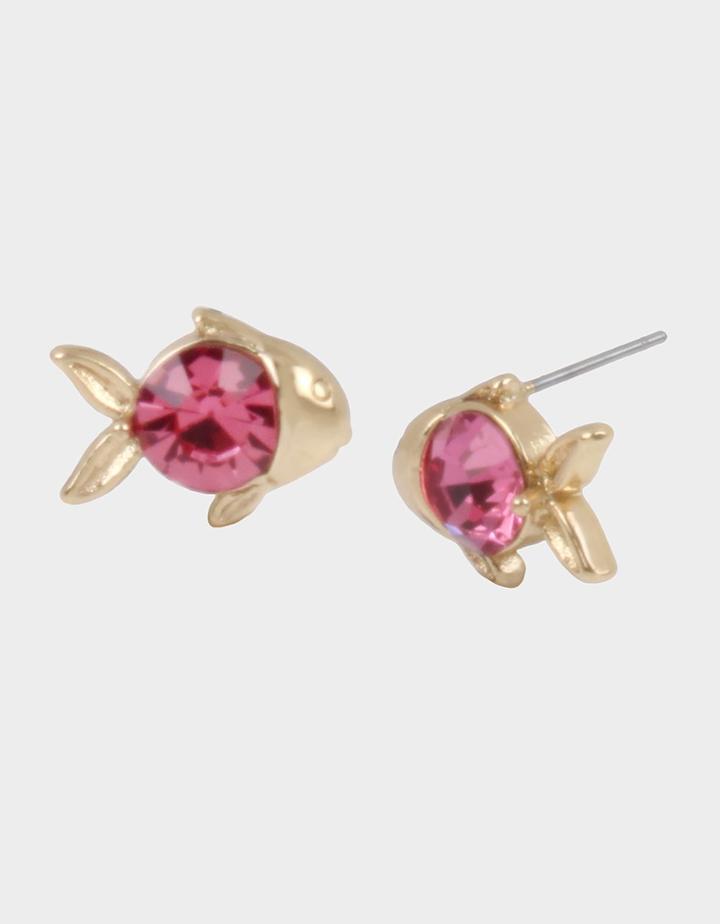 Betseyjohnson Surfmaid Fish Stud Earrings Pink