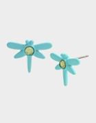 Betseyjohnson Exotic Floral Dragonfly Studs Blue