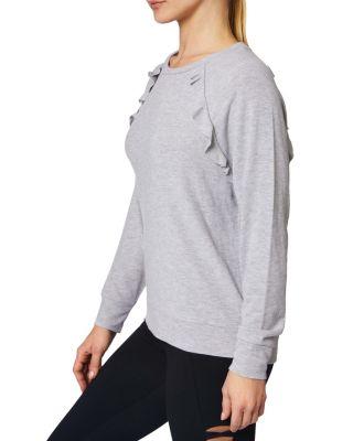 Steve Madden Ruffled Raglan Pullover Grey