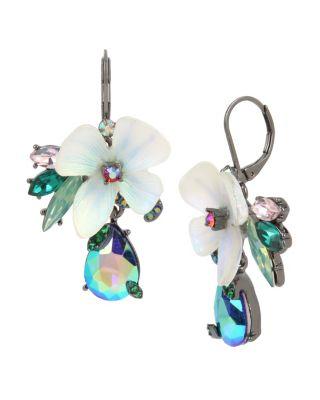 Steve Madden Fairytale Dreams Flower Drop Earrings Blue