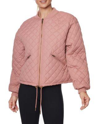Steve Madden Quilted Bomber Jacket Blush