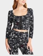 Betseyjohnson Pretty In Punk Vintage Inspired Puff Sleeve Top Tattoo Print