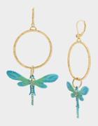 Betseyjohnson Exotic Floral Dragonfly Hoops Blue