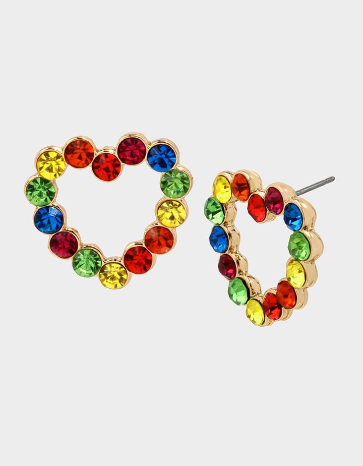 Betseyjohnson Rainbow Retro Heart Stud Earrings Rainbow Multi