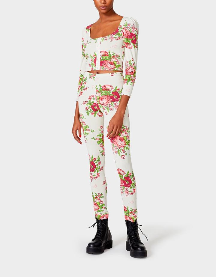 Betseyjohnson Betseys Vintage Inspired Puff Sleeve Top Cream Multi