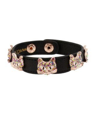 Steve Madden Lovin Leather Cat Bracelet Pink