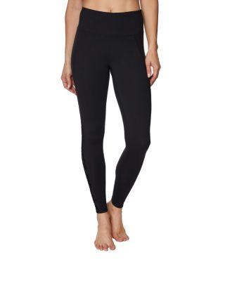 Steve Madden Flocked Mesh Insert Ankle Legging Black