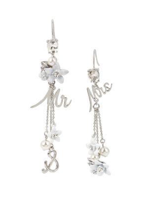 Steve Madden Blue Kitsch Mrs And Mr Earrings Crystal