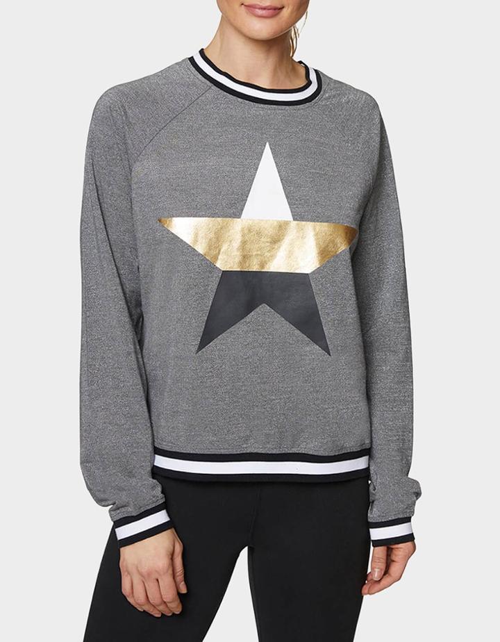 Betseyjohnson Metallic Striped Star Rib Pullover Grey