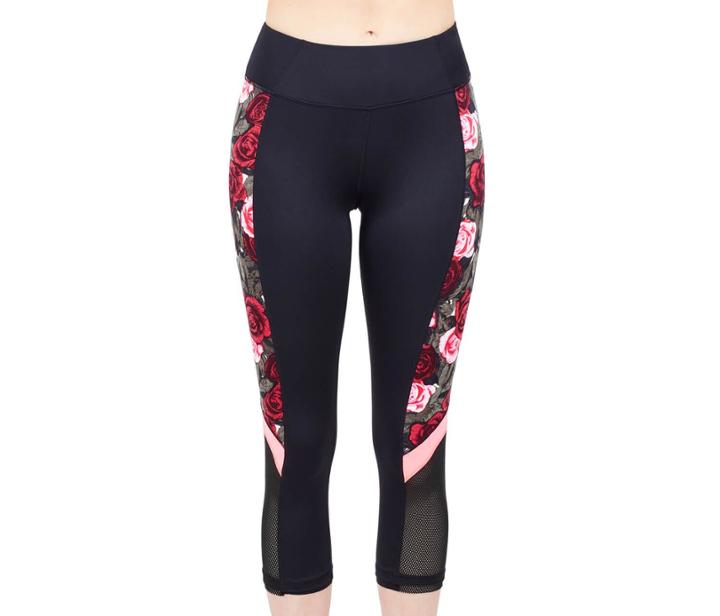 Betseyjohnson Colorblock Romantic Rose Cropped Legging Black Multi