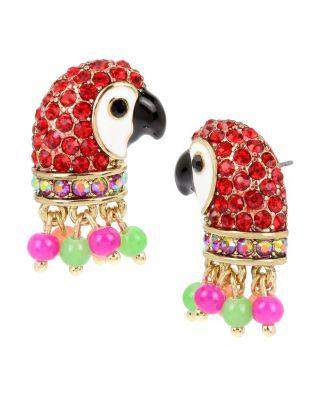 Steve Madden Tropical Punch Parrot Stud Earrings Multi