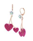 Steve Madden Fruity Petals Double Heart Earrings Pink