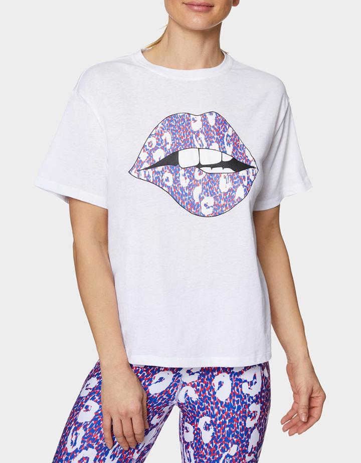 Betseyjohnson Lips And Leopard Tee White