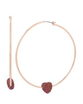 Steve Madden Betsey Blast Heart Hoop Earrings Fuchsia