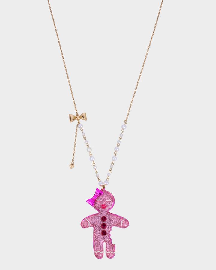 Betseyjohnson Pink Xmas Gingerbread Pendant Pink