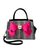 Steve Madden Bow You See It Dotty Removable Bow Satchel Black/pink