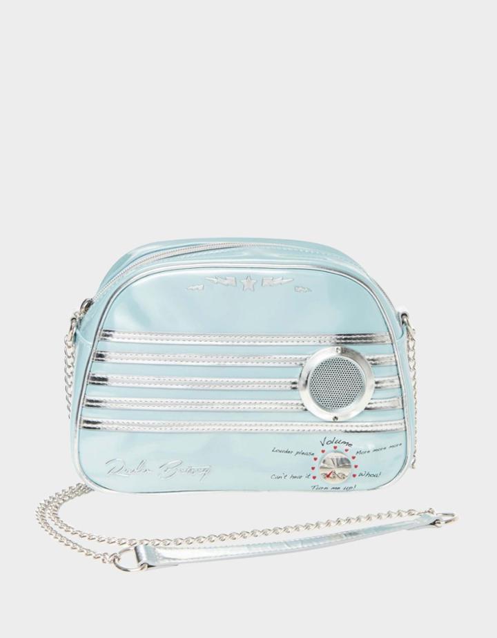 Betseyjohnson Kitsch Radio Waves Crossbody Blue