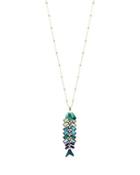 Steve Madden Glitter Reef Fishbone Pendant Multi