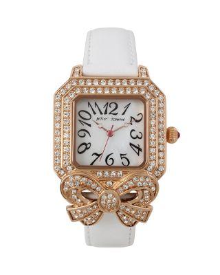 Steve Madden Crystal Bowtastic Watch White