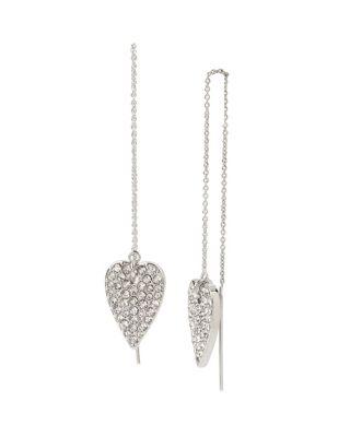 Steve Madden Blue Kitsch Heart Threader Earrings Crystal