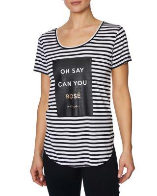 Steve Madden Oh Say Rose Yarndye Stripe Tee Black/white