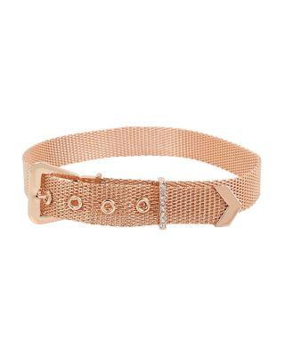 Steve Madden Boardwalk Sweets Buckle Choker Rose Gold