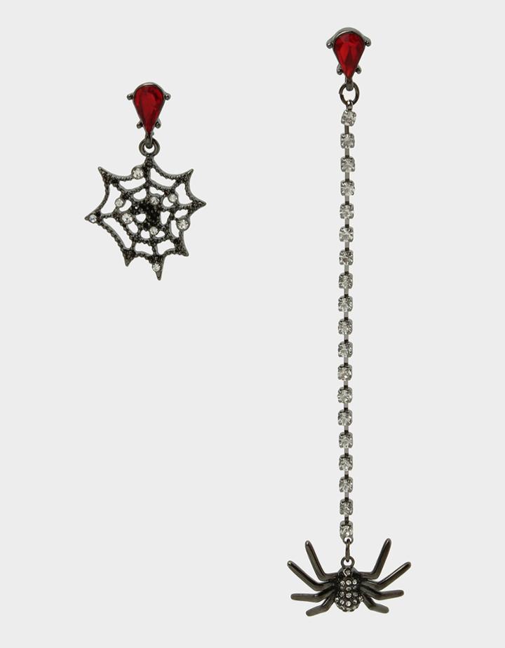Betseyjohnson Glampire Spider Mismatch Earrings Red