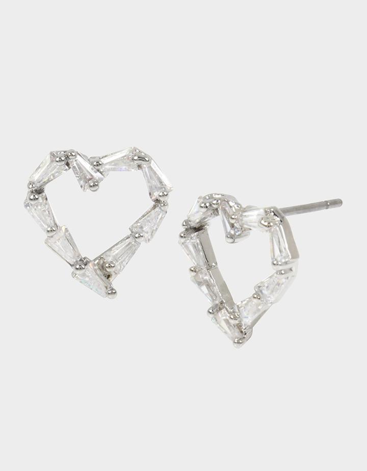 Betseyjohnson Crystal Cuties Heart Stud Earrings Crystal