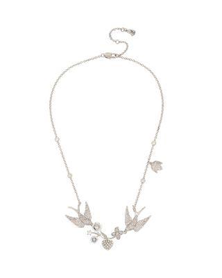 Steve Madden Betsey Blue Love Birds Frontal Necklace Crystal