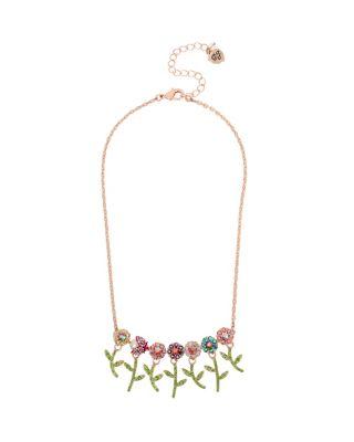 Steve Madden Fruity Petals Flower Bunch Necklace Multi