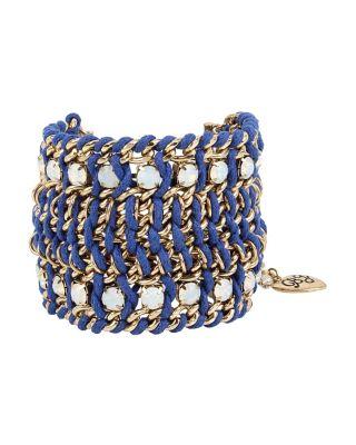Steve Madden Anchors Away Wide Woven Bracelet Blue