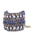 Steve Madden Anchors Away Wide Woven Bracelet Blue