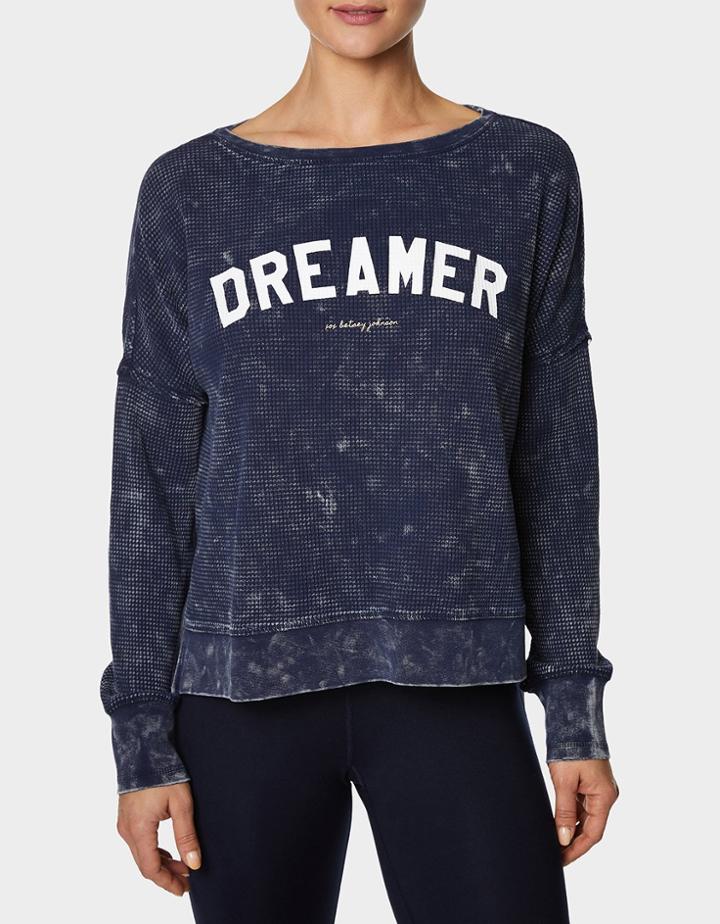Betseyjohnson Dreamer Waffle Split Hem Tee Navy