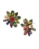 Steve Madden Surreal Forest Flower Button Earrings Multi