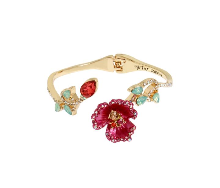Betseyjohnson Opulent Floral Hinge Bangle Fuchsia