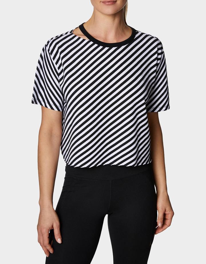 Betseyjohnson Diagonal Stripe Cropped Tee Black-white
